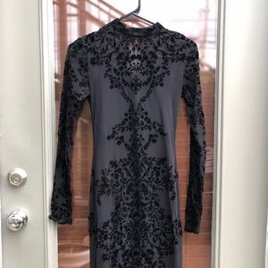 Black lace mid length dress